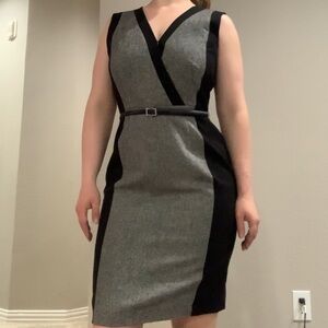 Calvin Klein Belted Black and Grey Dress Size 8